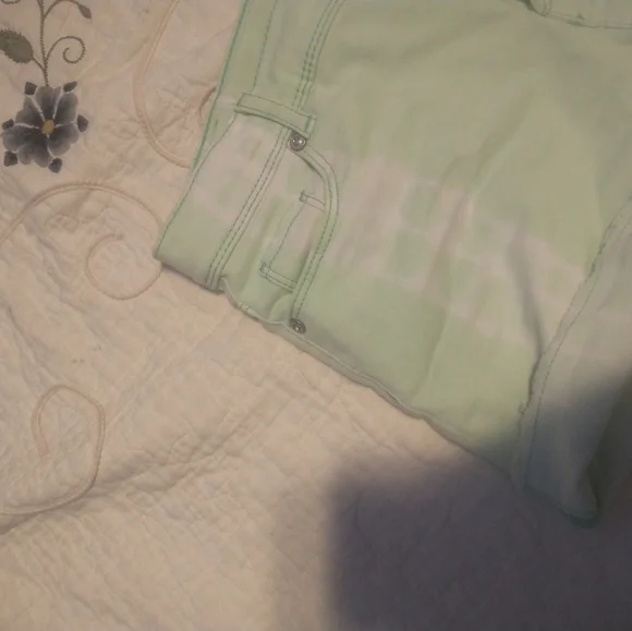 Jordache brand shorts, mint green and white tie dye, size 18 girls - Picture 5 of 7